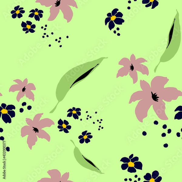 Fototapeta Seamless floral pattern with hand draw spring flower