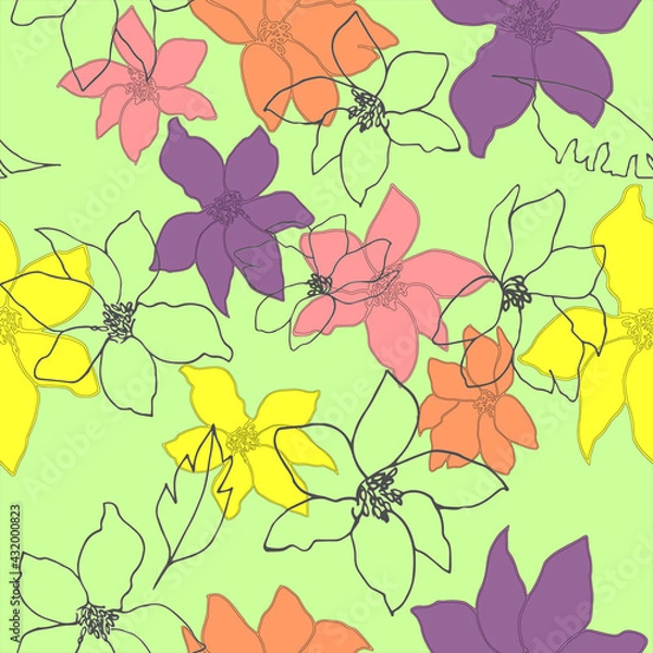 Obraz Seamless floral pattern with hand draw spring flower