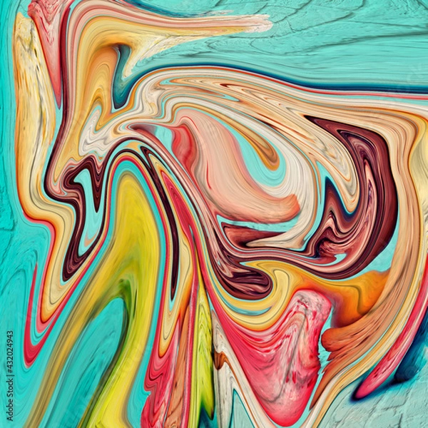 Fototapeta Smudged colors. Psychedelic effect. Surreal multicolor background. Fluid blots. 