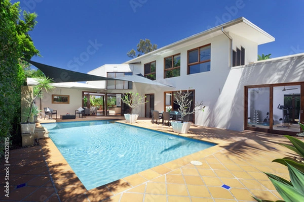 Fototapeta Podwórko z basenem