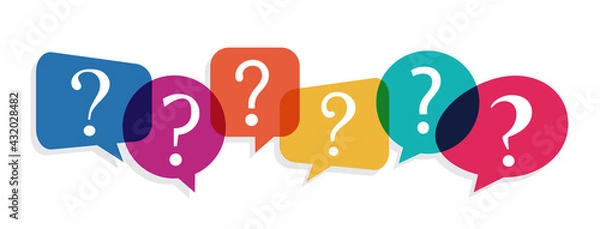 Obraz colorful speech bubbles question mark, vector illustration