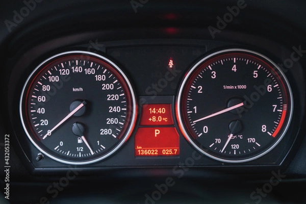 Obraz Classic designed instrument cluster with orange backlight