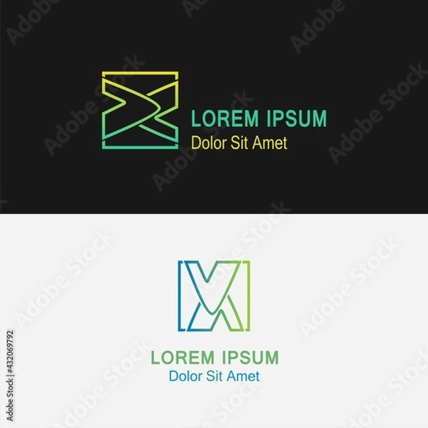Fototapeta letter x on a box line art simple flat vector design