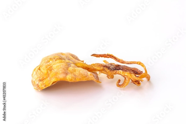 Obraz Grilled dried squid on white background.