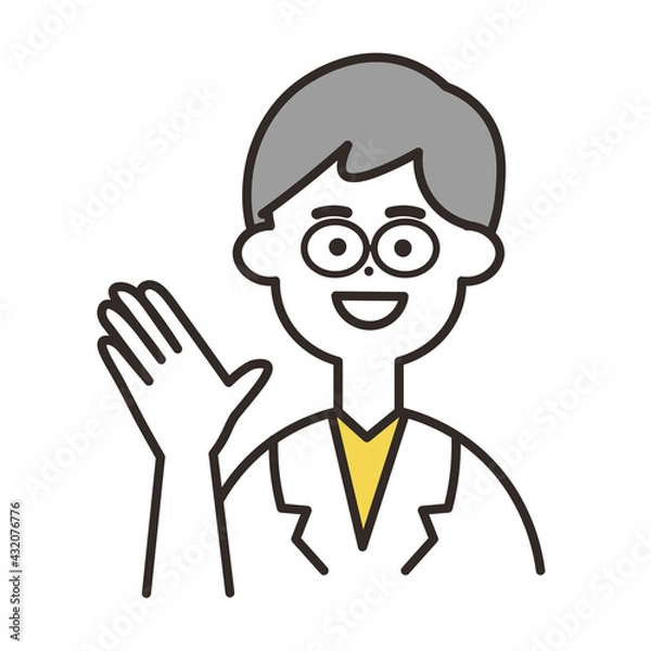 Fototapeta 医者　案内　上半身　イエローカラー