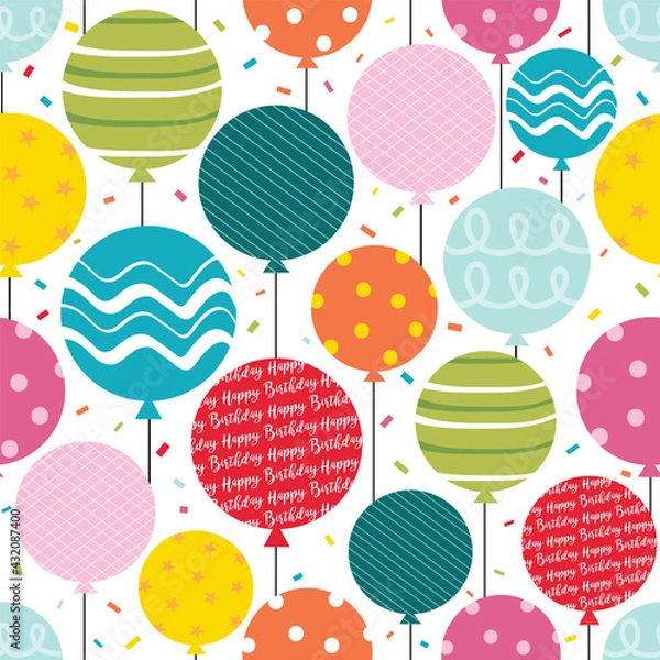 Obraz birthday seamless pattern with colorful balloon design