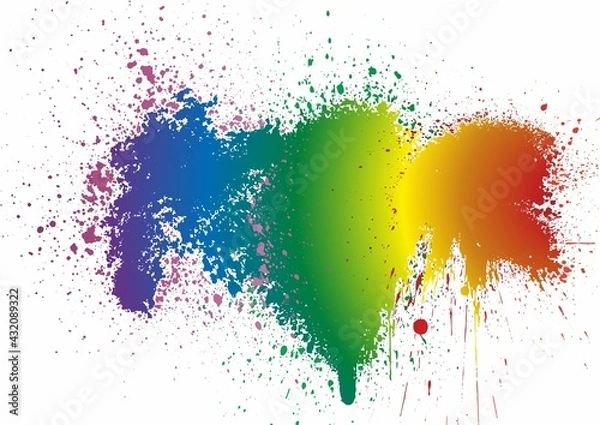 Obraz Rainbow. Colorful stain isolated on a white background Rainbow colors. Splashes of paint, grunge background. For decoration of LGBT parades and parties.