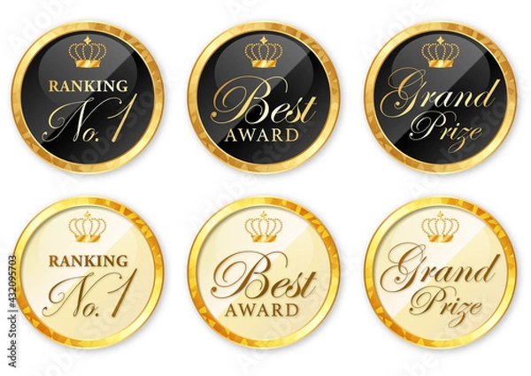 Obraz 輝く金フレーム　メダル　黒　白