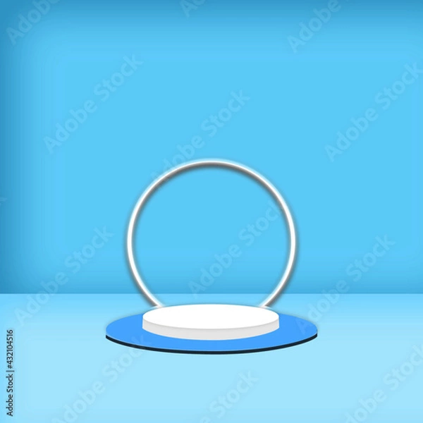 Obraz Blue empty podium stage with circle