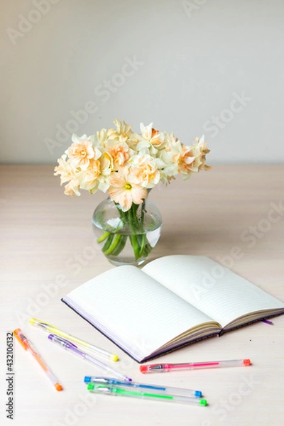 Fototapeta Homeschool. Back to school. Distance education. Education during the quarantine. Studying and learning from home	