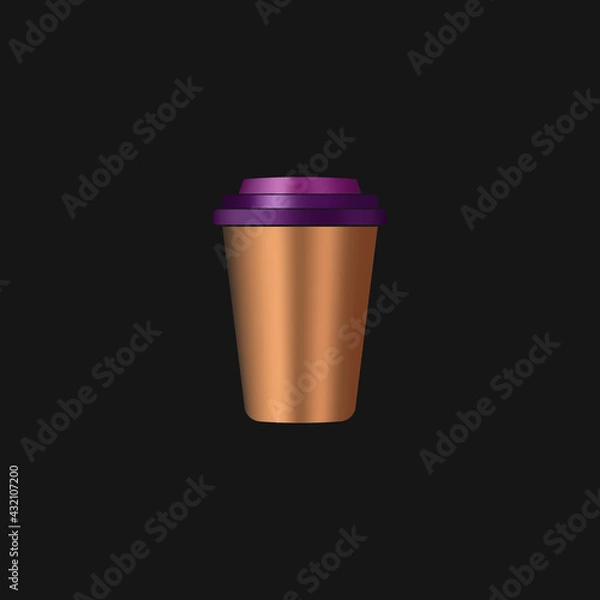 Fototapeta Design of a cardboard cup for Americano, espresso or cappuccino coffee. Vector 3d illustration isolated. Volumetric image for the menu of cafes and restaurants. 