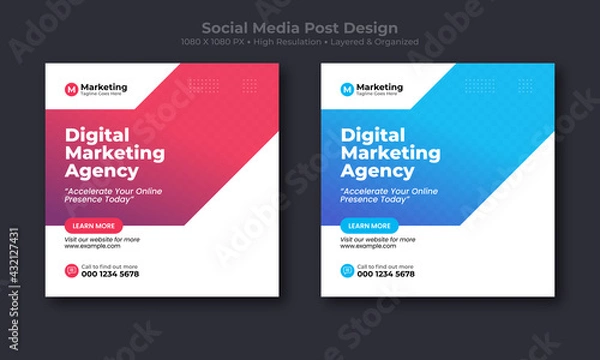 Obraz Corporate social media post design. Digital and online marketing social media banner design template.