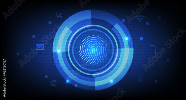 Obraz Abstract technology background with modern fingerprint scanner circle