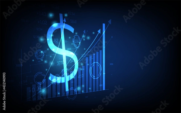 Fototapeta technology business background, graph financial with social network diagram concept, futuristic digital innovation background vector illustration