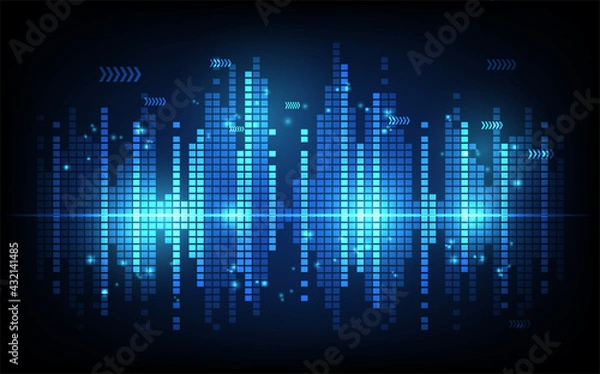 Fototapeta Sound wave rhythm background, technology concept, futuristic digital innovation background vector illustration