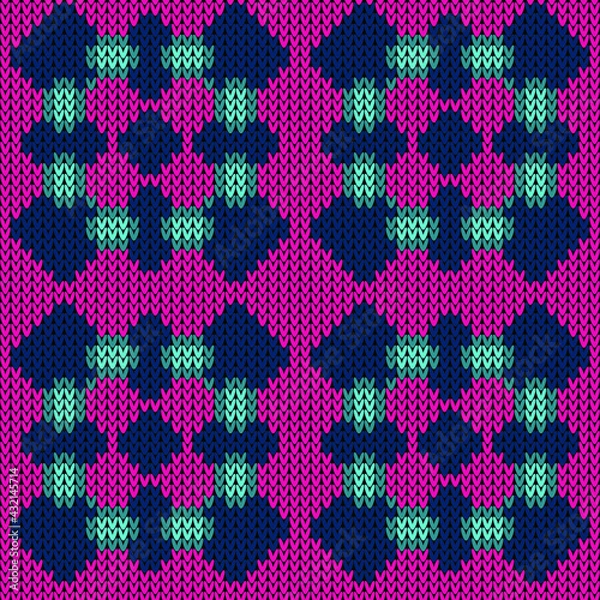Fototapeta Knitted repeat seamless pattern. Vector illustration