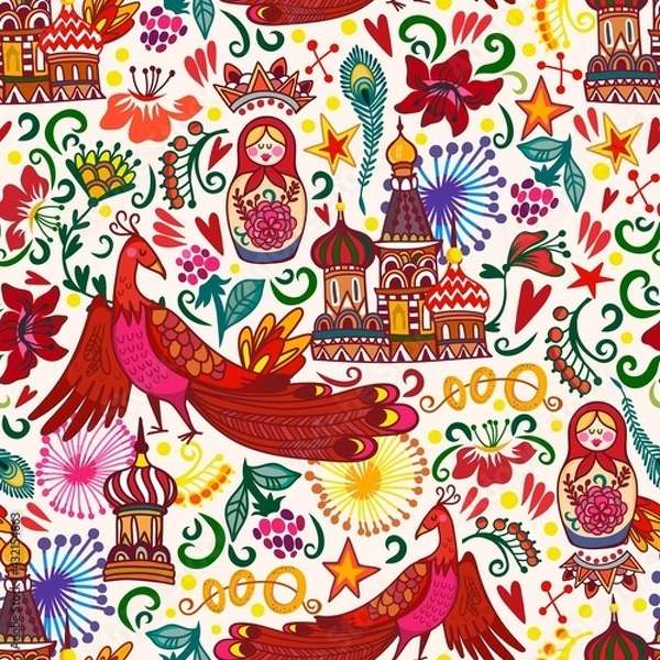 Obraz Vector bright pattern of Moscow's symbols.