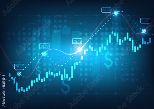 Obraz Technology stock market graph