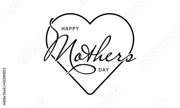 Obraz Minimalistic happy mothers day layout with heart shape, mom, woman day celebration, thank to mother for everything