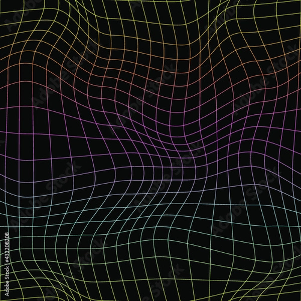Obraz Rainbow warped grid pattern. Seamless vector