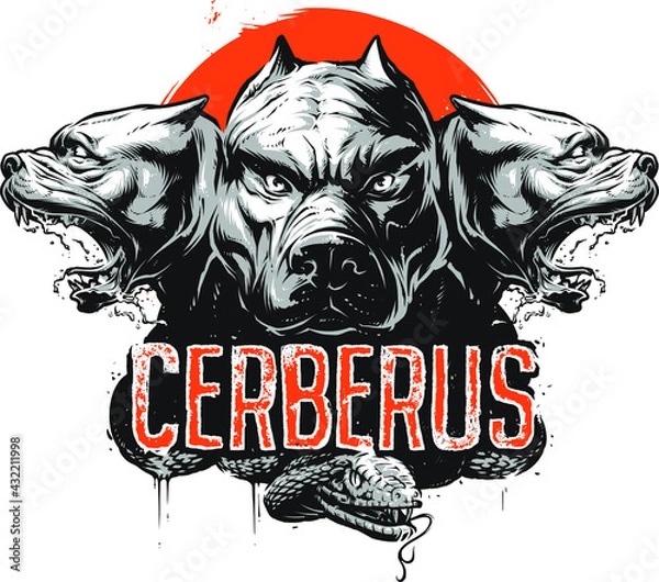 Obraz Angry Cerberus. Three headed dog