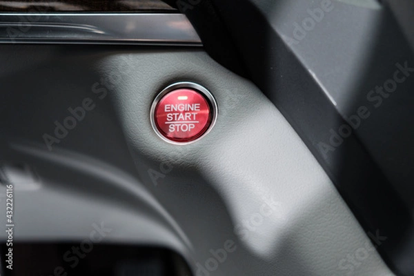 Fototapeta start engine red button 