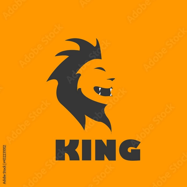 Fototapeta Vector illustration of a lion's head. African lion roars and shows its royal origin. A logo for your business. Royal power. EPS isolated lion. African wild.