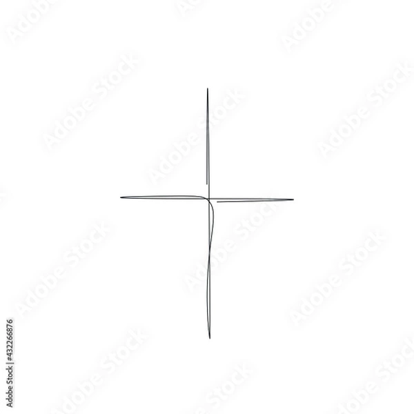 Fototapeta Christian cross line drawing vector illustration