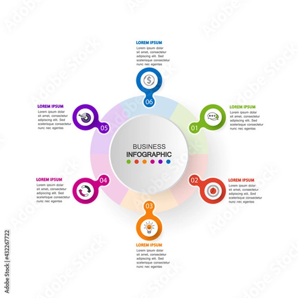 Obraz Infographic vector, graph. presentation. Business concepts, parts, steps, processes. Visualization of infographic data. Startup template. - Vector