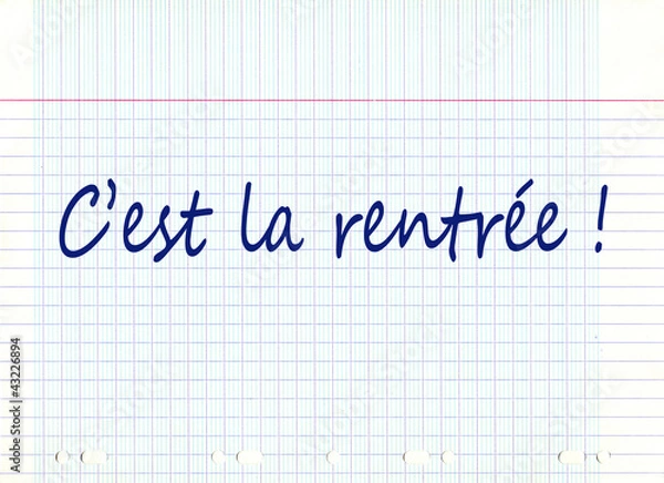 Obraz Feuille d'écolier "c'est la rentrée"