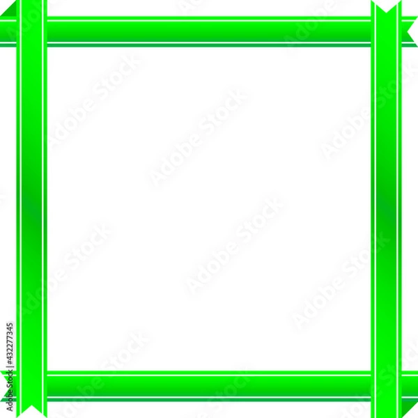 Fototapeta 緑色リボンの正方形ベクターフレーム