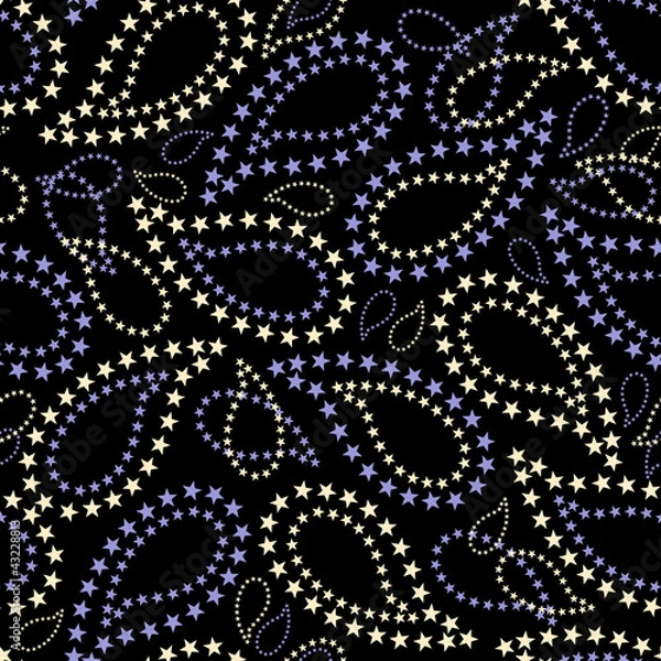 Obraz seamless pattern with indian cucumbers stars on a black backgrou
