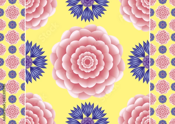 Fototapeta Flowers. Geometric seamless vector texture for creativity. Background for cards, congratulations, posters and more.