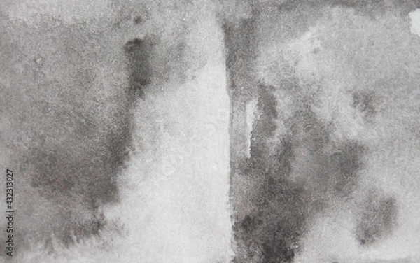 Fototapeta  Abstract gray watercolor drawing. Light black and white texture on paper, background for creative design. Gloomy background