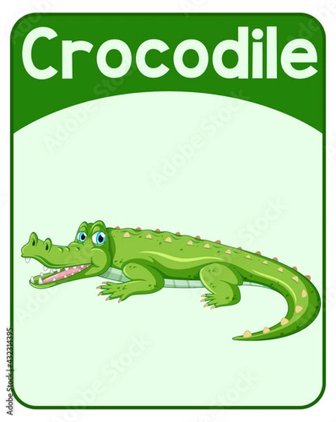 Fototapeta Educational English word card of crocodile