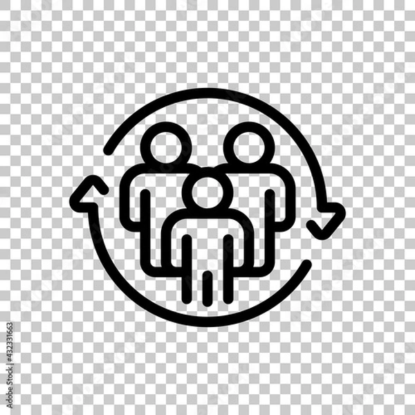Fototapeta Customer retention, client support, business icon. Black editable linear symbol on transparent background