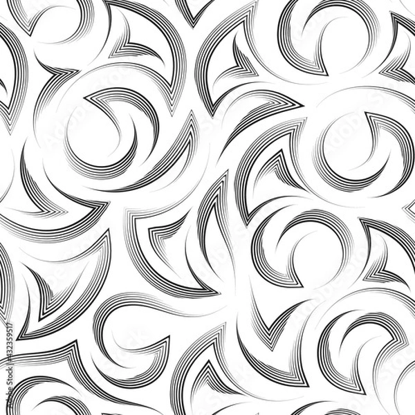 Obraz Vector Geometric Seamless Pattern Angles Circles Black Pattern Isolated White Background