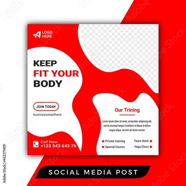 Obraz Creative fit your body gym social media post template 