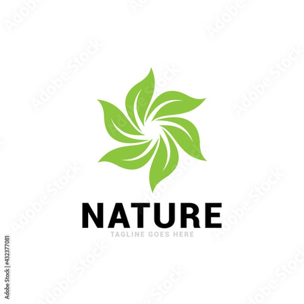Fototapeta Leaf nature logo icon vector template.