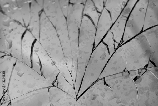 Fototapeta Shattered windscreen of a car broken in an accident
