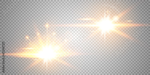 Obraz Shining bokeh isolated on transparent background. Vector illustration.