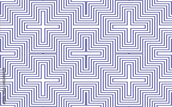 Fototapeta White pattern on blue background, abstract pattern design, modern contemporary style