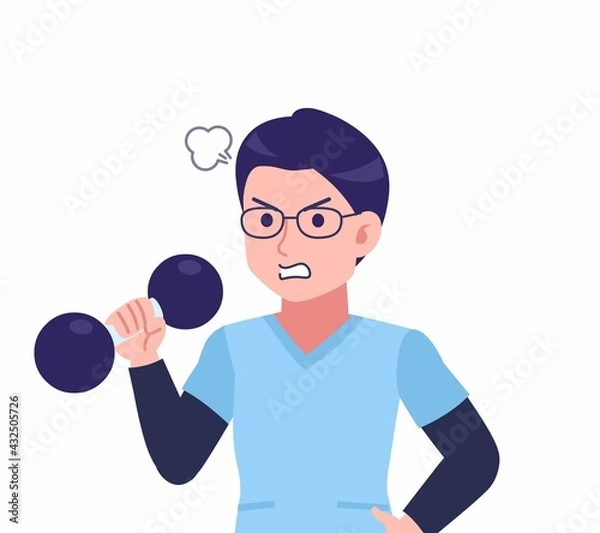 Fototapeta ブルーのシャツを着た若い男性