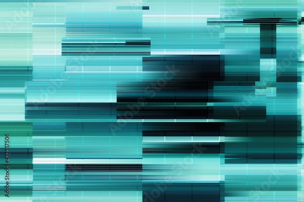 Obraz Modern background with dead pixel and bug, glitch and error signal. Optical distortion, overlapping geometric. It can be used for web design, printed products and visualization of music.