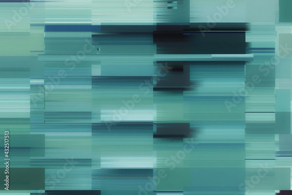 Obraz Modern background with dead pixel and bug, glitch and error signal. Optical distortion, overlapping geometric. It can be used for web design, printed products and visualization of music.