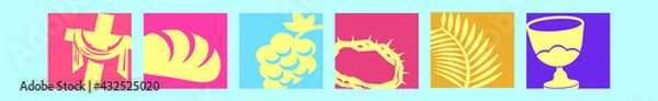 Fototapeta set of holy week cartoon icon design template with various models. vector illustration isolated on blue background