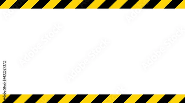 Fototapeta Black and yellow diagonal line striped. Blank vector illustration warning background. Hazard caution sign tape. Space for text