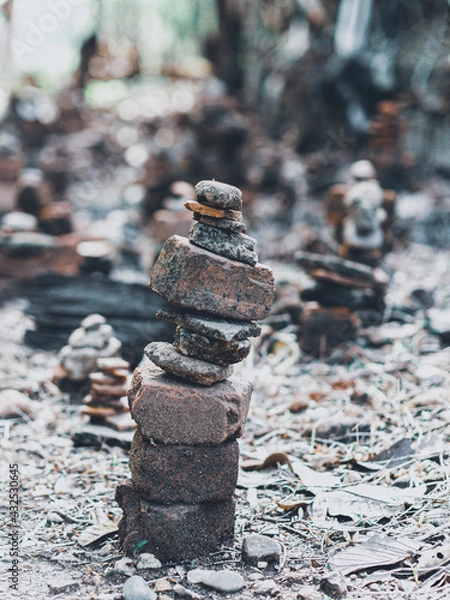 Obraz the close up focus on a rock set up in a high line