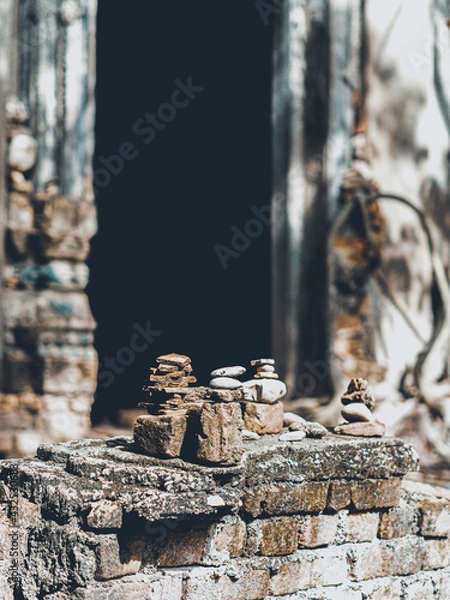 Obraz the close up focus on a rock set up in a high line