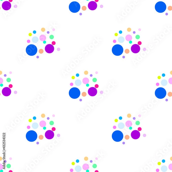 Obraz Seamless pattern with multi-colored yellow, orange, green, pink, purple, blue bright circles on a white background. Use for fabric, textile, napkins, packaging, web design, children's things.